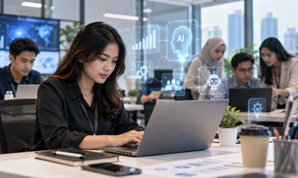 Ruang Kerja Modern dengan Teknologi AI